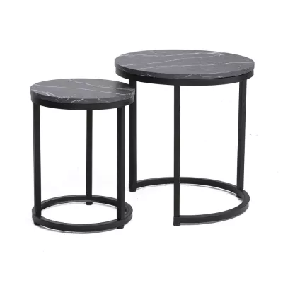 Sada konferenčních stolků GLEN - černý mramor / černý