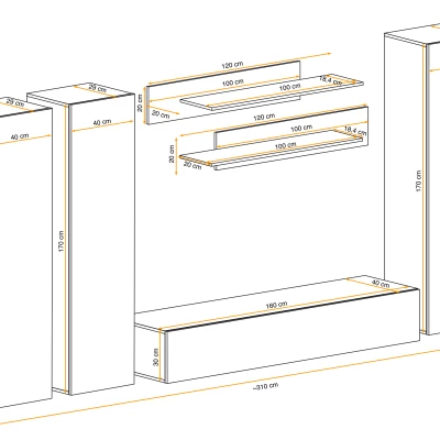 Stěna do obývacího pokoje FREYA 1 - bílá