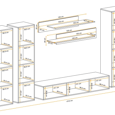 Stěna do obývacího pokoje FREYA 1 - bílá