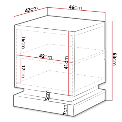 Set 2x noční stolek s RGB LED osvětlením LIMA - černý / lesklý černý