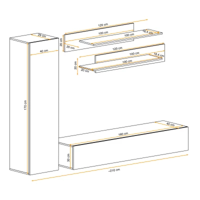 Stěna do obýváku FREYA 1 - bílá