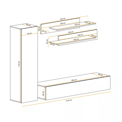 Stěna do obýváku FREYA 1 - bílá