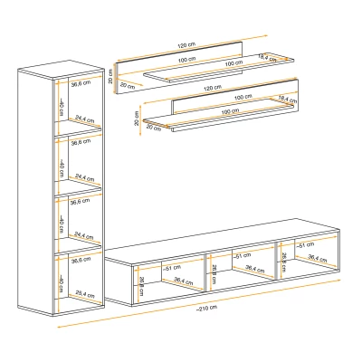 Stěna do obýváku FREYA 1 - bílá