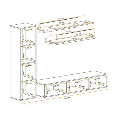Stěna do obýváku FREYA 1 - bílá