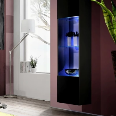 Vitrína s osvětlením FREYA - černá