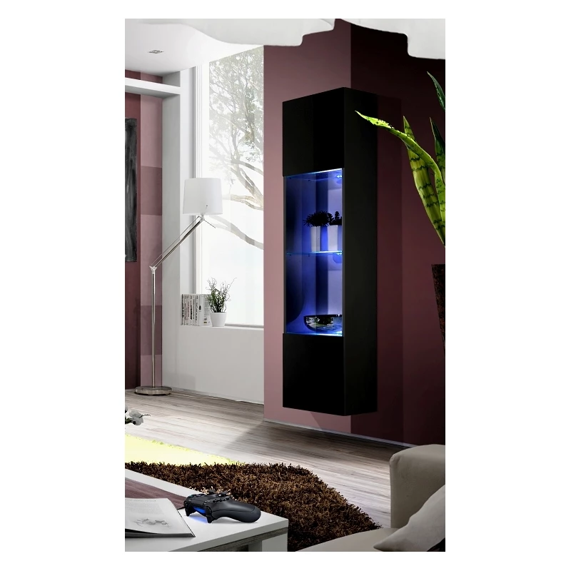 Vitrína s osvětlením FREYA - černá