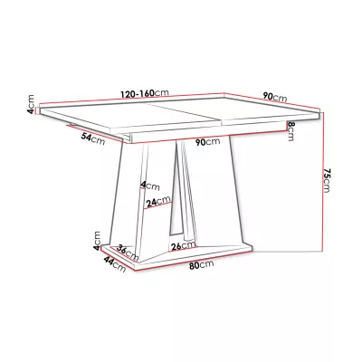 Rozkládací jídelní stůl ENDRE - beton / bílý