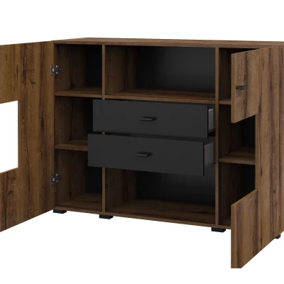 Kombinovaná komoda NIKOL - dub monastery / černý onyx