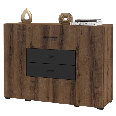 Kombinovaná komoda NIKOL - dub monastery / černý onyx