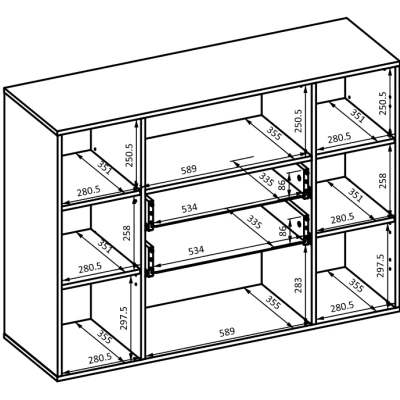 Kombinovaná komoda NIKOL - dub monastery / černý onyx