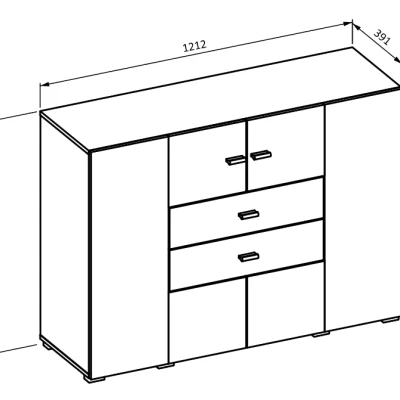 Kombinovaná komoda NIKOL - dub monastery / černý onyx