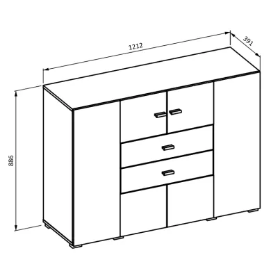 Kombinovaná komoda NIKOL - dub monastery / černý onyx