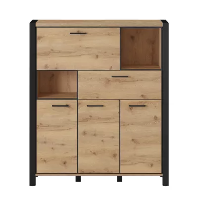 Vysoká komoda SONJA - dub taurus / černá