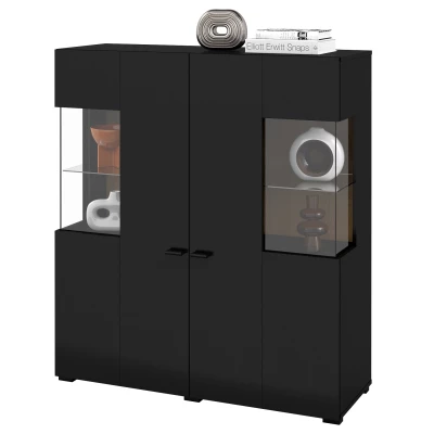 Prosklená vitrína NIKOL - černý onyx / dub wotan