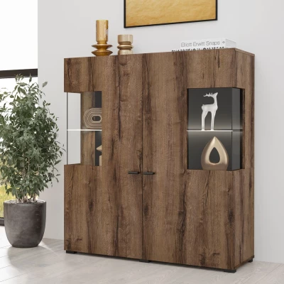 Prosklená vitrína NIKOL - dub monastery / černý onyx