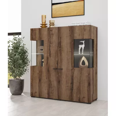 Prosklená vitrína NIKOL - dub monastery / černý onyx