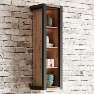 Závěsný regál SONJA - dub taurus / černý