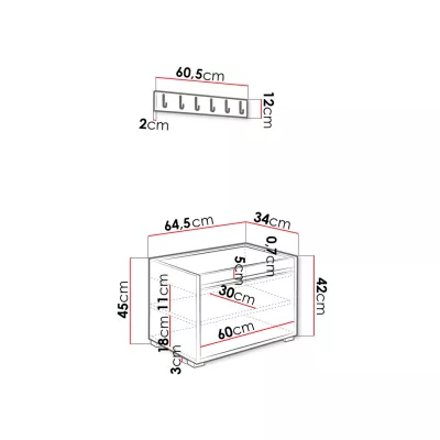 Předsíňová stěna CLENZE 3 - bílá / žlutá