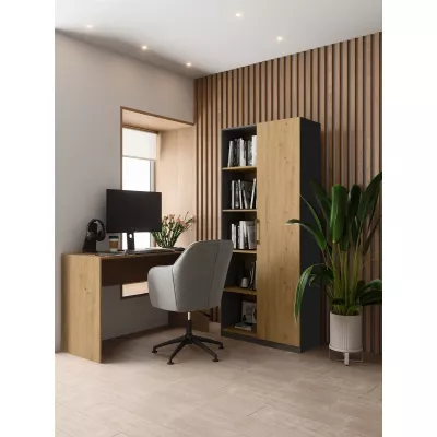 Policový regál do kanceláře KALEV - dub artisan / antracitový