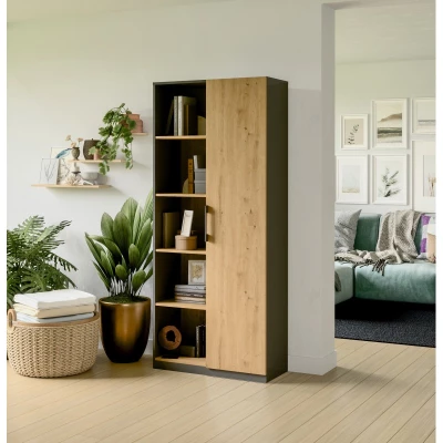 Policový regál do kanceláře KALEV - dub artisan / antracitový