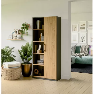 Policový regál do kanceláře KALEV - dub artisan / antracitový