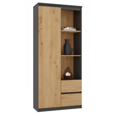 Regál do kanceláře s policemi KALEV - dub artisan / antracitový