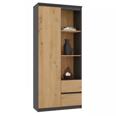 Regál do kanceláře s policemi KALEV - dub artisan / antracitový