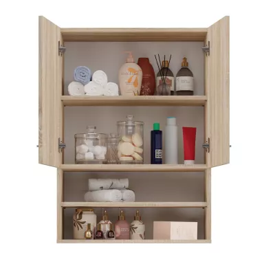 Horní koupelnová skříňka s poličkami MARGO - dub sonoma