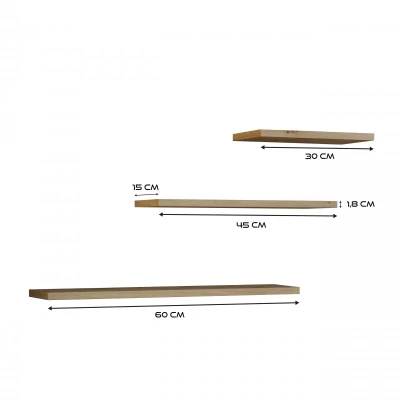 Set 3x závěsná polička JAANUS - dub artisan