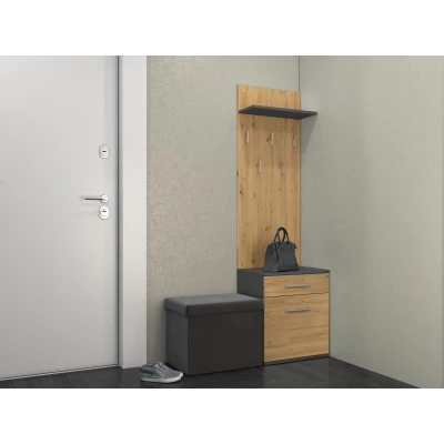 Předsíňová stěna MARGUS - dub artisan / antracitová