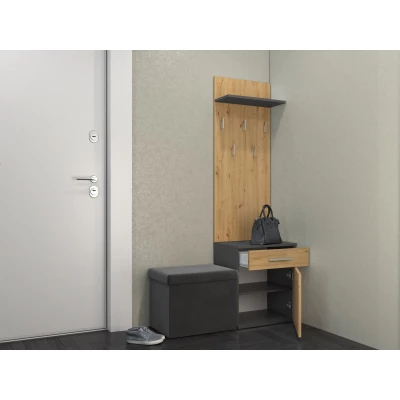 Předsíňová stěna MARGUS - dub artisan / antracitová