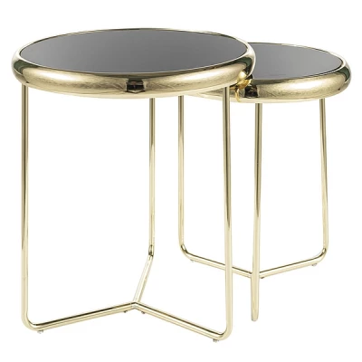 Set odkládacích stolků TAKIS - černý / zlatý