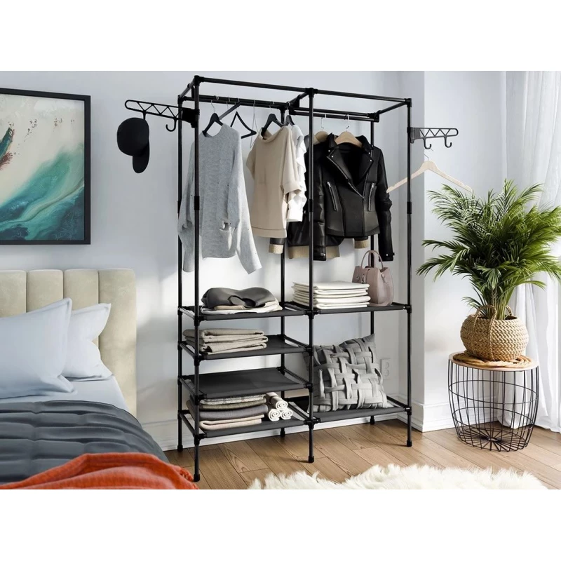 Kovový stojan na šaty GILMER - černý