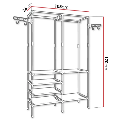 Kovový stojan na šaty GILMER - černý