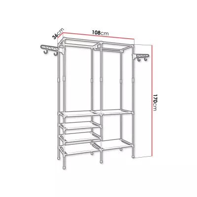 Kovový stojan na šaty GILMER - černý