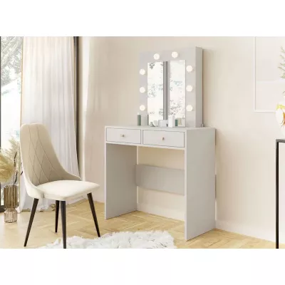 Toaletní stolek se zrcadlem IDALOU - kašmír + LED osvětlení ZDARMA