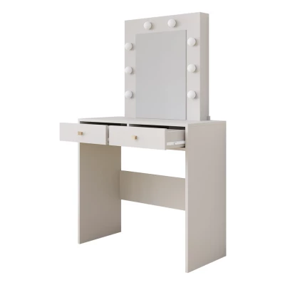 Toaletní stolek se zrcadlem IDALOU - kašmír + LED osvětlení ZDARMA