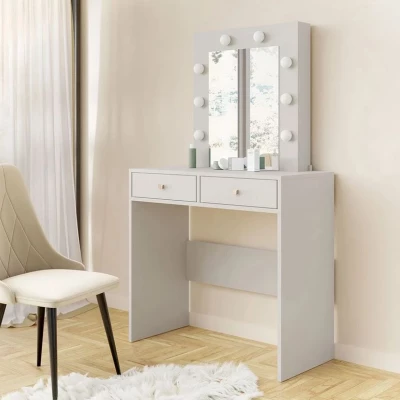 Toaletní stolek se zrcadlem IDALOU - kašmír + LED osvětlení ZDARMA