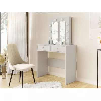 Toaletní stolek se zrcadlem IDALOU - kašmír + LED osvětlení ZDARMA