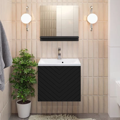 Sestava do koupelny PRESTA 10 - černá + umyvadlo a sifon ZDARMA