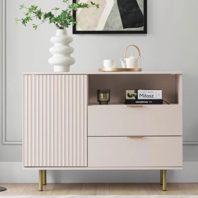 Kombinovaná komoda do obývacího pokoje IREDELL - zlatá / kašmír