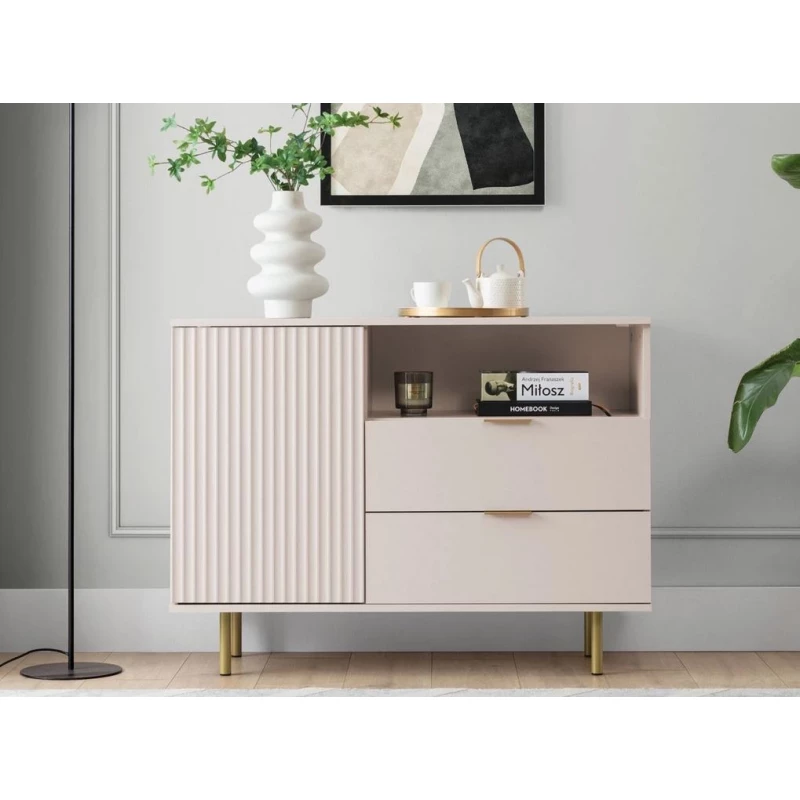 Kombinovaná komoda do obývacího pokoje IREDELL - zlatá / kašmír