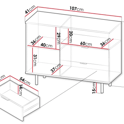 Kombinovaná komoda do obývacího pokoje IREDELL - zlatá / kašmír