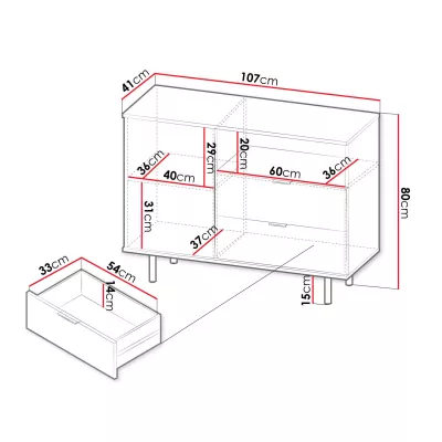 Kombinovaná komoda do obývacího pokoje IREDELL - zlatá / kašmír