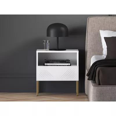 Noční stolek ADELE 2 - bílý / zlatý