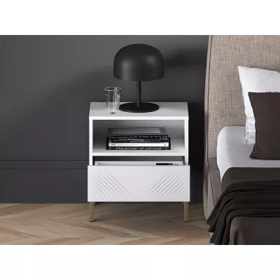 Noční stolek ADELE 2 - bílý / zlatý