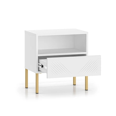 Noční stolek ADELE 2 - bílý / zlatý