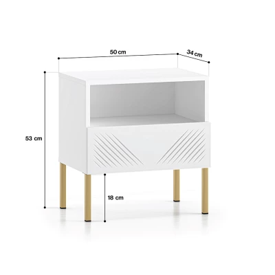 Noční stolek ADELE 2 - bílý / zlatý