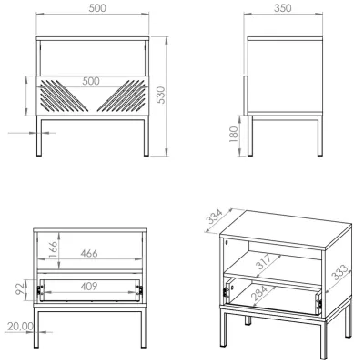 Noční stolek ADELE 2 - bílý / zlatý