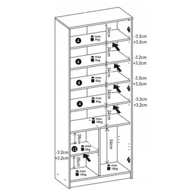 Policová šatní skříň 74 LUBA - grafitová / dub wotan